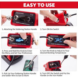 Deackimei Cordless Soldering Iron Station for Milwaukee 18V Battery, Temperature Adjustable, Auto Sleep & Low Voltage Protection, °C/ºF Conversion, OLED Digital Display, Lead-Free Solder (Tool Only)