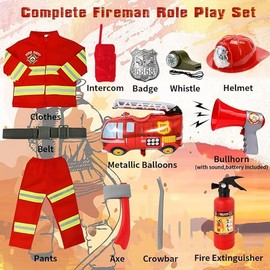 Fireman Costume with Firefighter Toys for Kids (47.24inch(120cm))