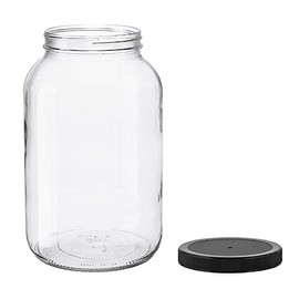 North Mountain Supply 1 Gallon Glass Jar Wide Mouth with Black Plastic Lid - USDA, BPA-Free, Made in the USA - for Fermenting, Storing, Canning, and Much More!
