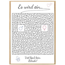 Gender Revelation Puzzle, Girl or Boy, Gender of Baby, Labyrinth - Party Game for Gender Revelation - Ideas for Gender Reveal - Gender Reveal - Gender Announcement (Boy)