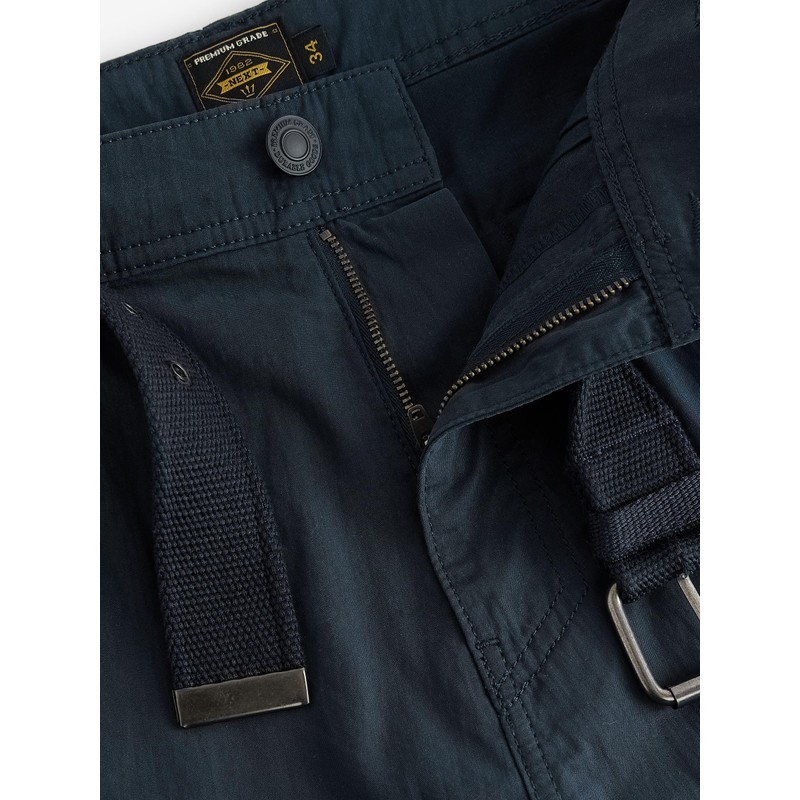 NEXT Long Cargo Shorts with Belt, navy blue, 34