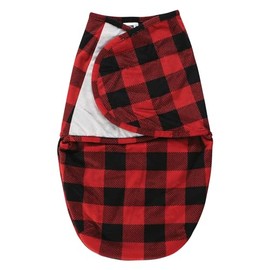 Hudson Baby Unisex Baby Plush Faux Fur Swaddle Wrap, Buffalo Plaid, 0-3 Months