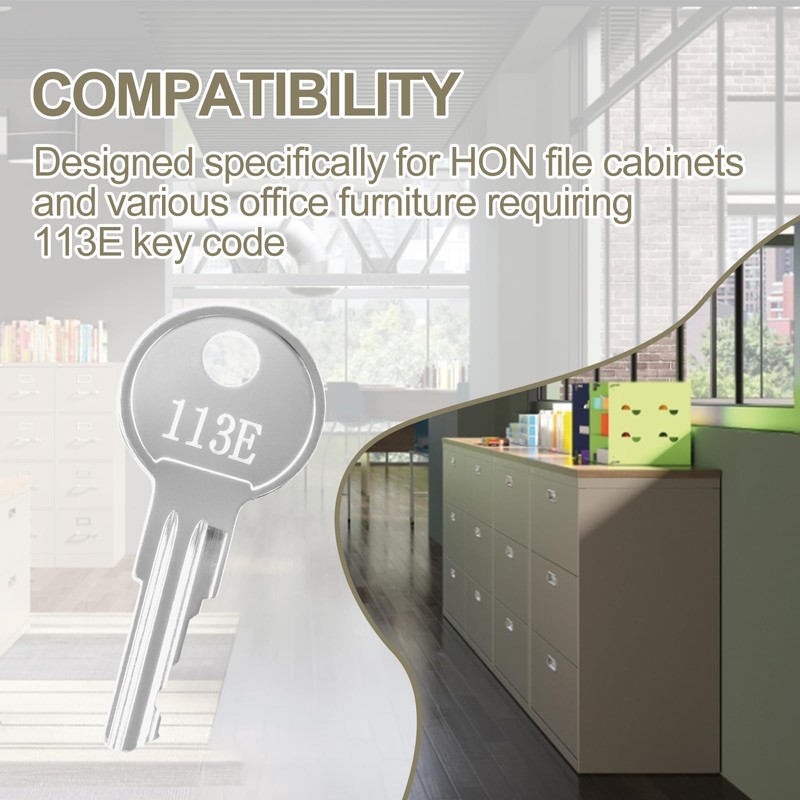 INTHVKIL Replacement File Cabinet Key 113E (2pcs) for HON File