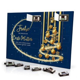 printplanet Adventskalender mit Namen Beste Mutter - gefüllt mit Schokoladen-Füllung - personalisiert mit Namens-Motiv Frohe Weihnachten - Blau - Schoko-Kalender, Weihnachtskalender