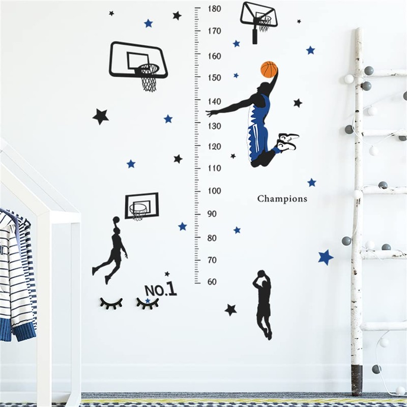 Condessacity Height Scale Wall Sticker, Cute Cartoon, Basketball Shoot, Kids