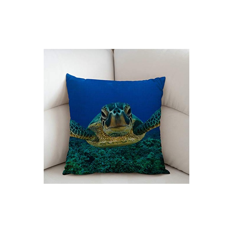 Swono Sea Turtle Cotton Linen Throw Pillow Case Cushion Cover