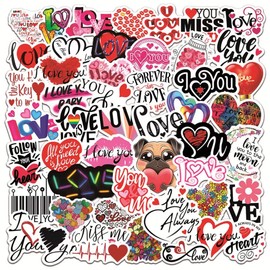50 Pcs Love Stickers | I Love You Waterproof Vinyl Stickers for Bike Water Bottles Laptop Bicycle Refrigerator Cup Luggage Computer Mobile Phone Skateboard Decals