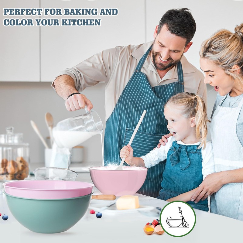 Greentainer 4-Piece Plastic Mixing Bowl Set, 113oz Lightweight Serving Bowls,
