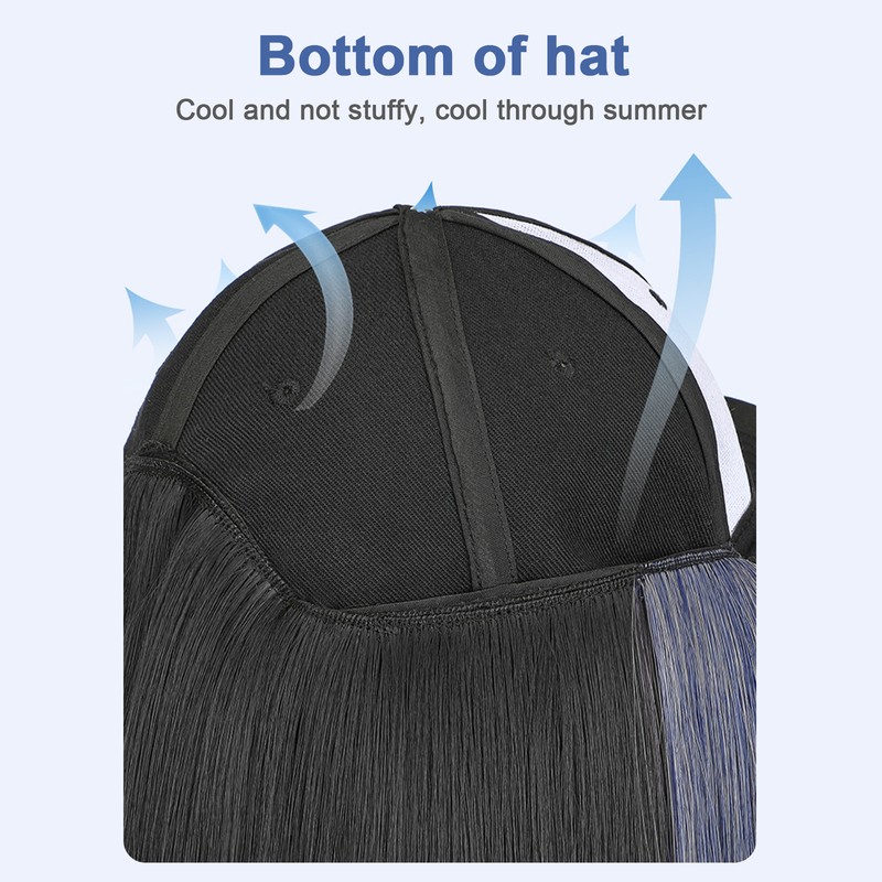 Short Straight Hair Wig with Cap Women's Baseball Cap Wigs