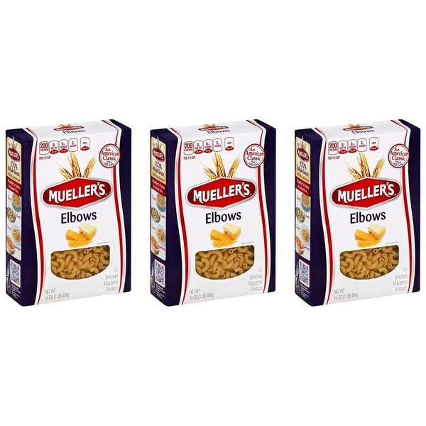 Muellers Elbow Pasta Macaroni, 16 Ounce (Pack of 3)