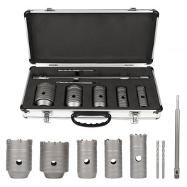 8 Pcs Concrete Hole Saw Kit, 30 35 40 50 60mm Hole Saw, with SDS Plus Shank Connecting Rod 350mm and 2Pcs Drill Bit, Concrete Hole Saw Kit for Masonry, Concrete, Brick, Wall
