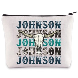 BWWKTOP Western Cowboy Singer Cosmetic Makeup Bag Country Music Gifts Country Concert Cow Skull Zipper Pouch Bag Country Singer Merchandise (John)
