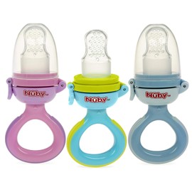Nuby Twist N' Feed - Alimentador infantil para primeros alimentos con cubierta higiénica: más de 10 m, colores pueden variar, multicolor