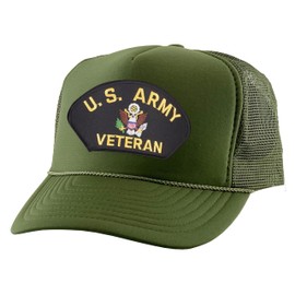 ALLNTRENDS Trucker Hat US Army Veteran Military Mesh Baseball Cap, Olive, One Size
