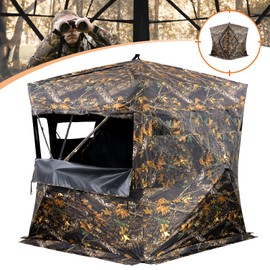 GearOZ Hunting Blind, See Through Ground Blinds for Deer Hunting 2-3 Person Pop Up Tent Duck Blind for Bow Hunting 270°, Portable Durable Deer Blind for Hog Turkey Moose Hunting