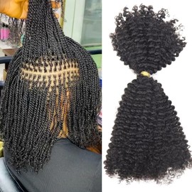 4B 4C Afro Kinky Curly Bulk Human Hair for Braiding Locs Twist Mini Micro Knotless Braids Dreadlock Hair Extensions 18Inch Natural Balck 50 Gram