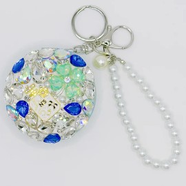 US Local Stock High Quality Rhinestone Folding Pocket Mirror Portable Travel Mirror for Make up Luxury Cosmetic MirrorColor: Black Panther