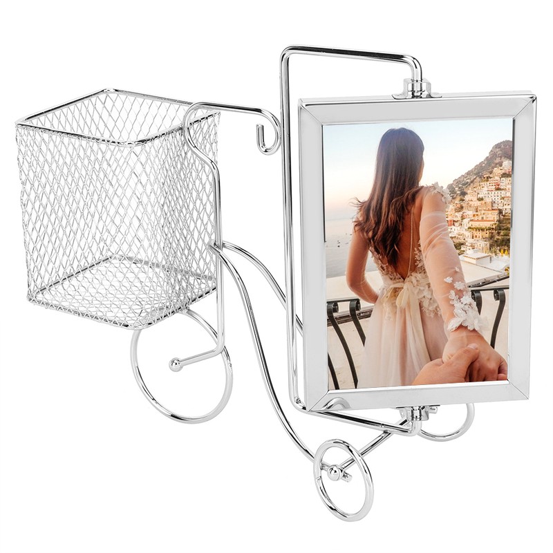 Unique Bicycle Shape Metal Picture Photo Frame Pen Holder Home