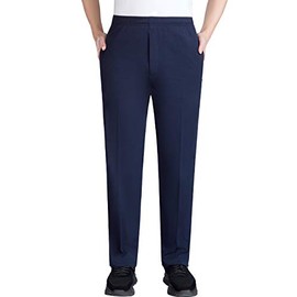 Zoulee Men's Front Zip Open-Bottom Sports Pants Sweatpants Trousers Thin Navy Blue M