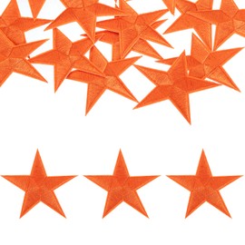 sourcing map 15Pcs Iron on Star Patches, Sew on Star Embroidered Patches, Decorative Repair Patch Applique for DIY Crafts Backpacks Bags Hats Clothes, 70mm Orange