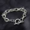 RUBYCA 10Pcs Toggle Clasp Silver Color Charm Rolo Bracelet Double