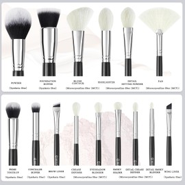 BEILI Pinceaux Maquillages Set of 15 Pinceaux Maquillages Professionnels Pinceau for Fond de Teint Poudre, Correcteur, Sourcils, Fard à Paupières, Contour, Eyeliner, Estompeur Yeux Brosse