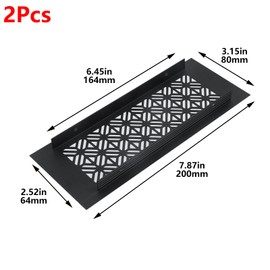 Geesatis 2Pcs Rectangle Shape Mesh Air Vent,Aluminium Alloy Vent Covers,Cabinet Shoe Cabinet Hardware Accessories Ventilation Cover, with Mounting Screws(Black,7.87 x 3.15 inch / 200 x 80 mm)