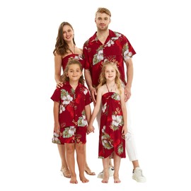 Matchable Family Hawaiian Luau Shirts, Pineapple Garden Burgundy, Men, XX-Large