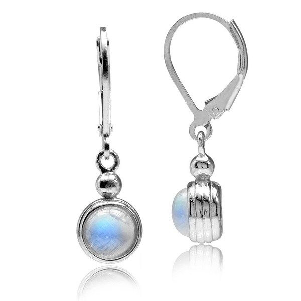 Silvershake 6mm Natural Moonstone White Gold Plated 925 Sterling Silver