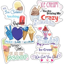 ASaBee Ice Cream Stickers - Perfect Ice Cream Gifts for Kids, Women, Men - Waterproof, Extra Sticky, Durable 100 percent Vinyl - Work Great On Water Bottles, A Laptop, Car Decal, Party Giveaways