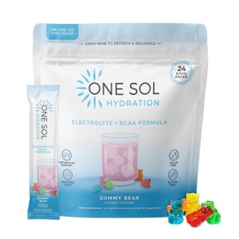 One Sol BCAA & Electrolyte Powder for Hydration & Energy, All-Natural Formula, 100% Vegan, Non-GMO, Gluten Free & Soy-Free, Promotes Muscle Growth & Recovery, Gummy Bear Flavor