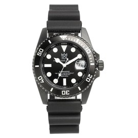 HYAKUICHI 101 HYAKU1-001 Diver's Watch, Date Display, Water Resistant to 20 ATM, black rubber, Logo