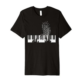 Piano Keys and Rising Music Notes Design for Men Premium T-Shirt