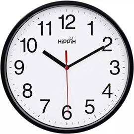 Hippih 10 in Large Wall Clock Silent Indoor Outdoor Battery Powered Analog Office Home
