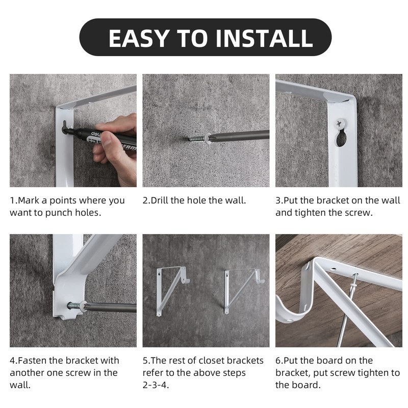 HOME MASTER HARDWARE Heavy Duty Closet Shelf Rod Brackets Supports