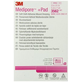 3M™ Medipore™ +Pad Soft Cloth Adhesive Wound Dressing, 3562, Dressing - 2 in x 2-3/4 in, Pad - 1 in x 1-1/2 in