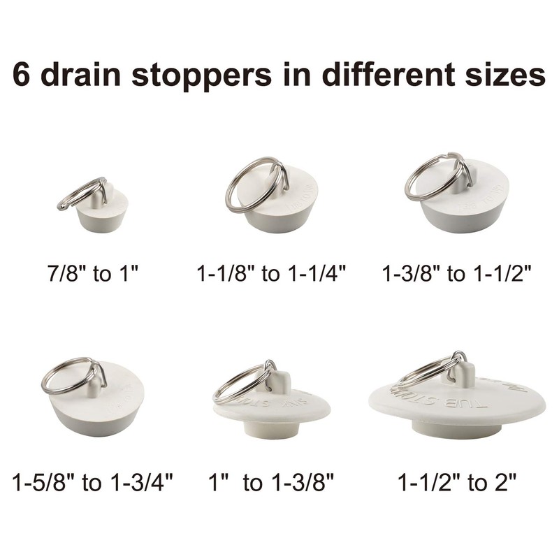 Hibbent 6 Pieces Drain Stopper, Rubber Kitchen Sink Drain, Sink