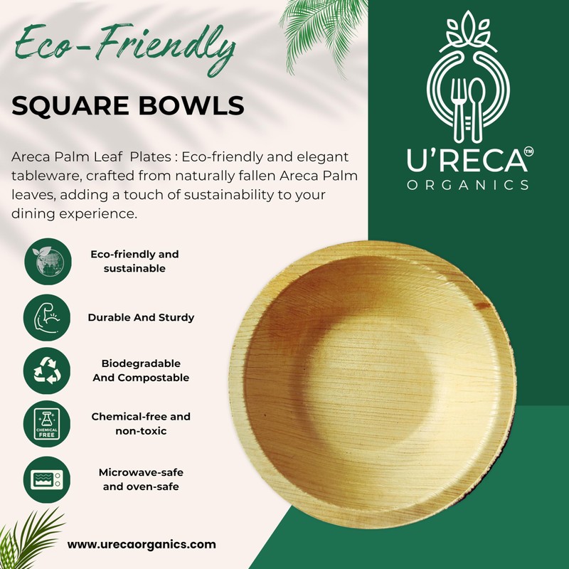 U'reca Organics Eco-Friendly Palm Leaf Bowls | 2.5" (6 cm)