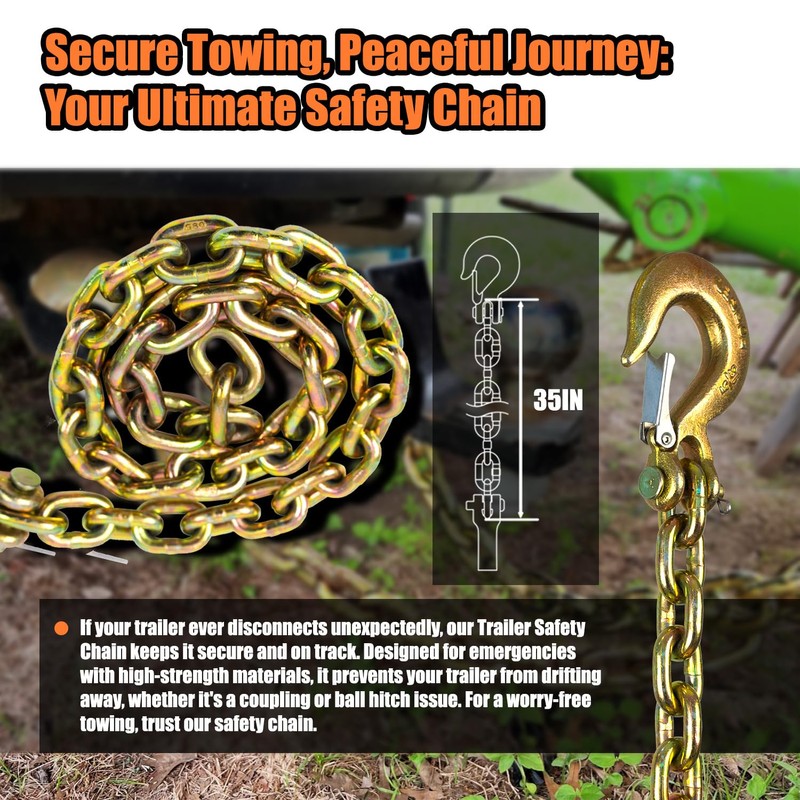TKK 2-Pack Trailer Safety Chain - 35 Inch Chain with
