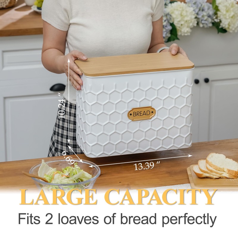 HOME PALETTE Extra Large Bread Box for Kitchen Countertop Corner