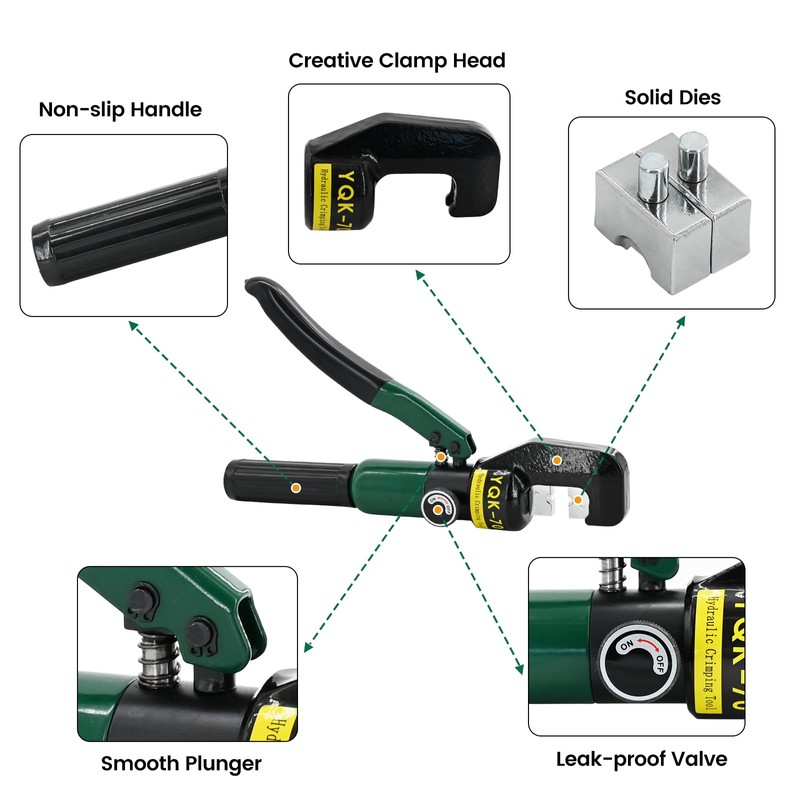 LFGUD 10T Hydraulic Crimping Tool 12 AWG to 2/0 AWG
