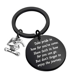 Graduation Keychain Gifts Inspirational Graduates Gifts Take Pride in How Far You Have Come Class Of 2024 Graduation Gifts (Black)