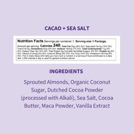 Daily Crunch Sprouted Almonds, 1.5 Ounce Mini, On-The-Go Bags, Sprouted and Dehydrated for a Unique Crunch, Keto Friendly, Non-GMO (1.5 Ounce, Cacao & Sea Salt)