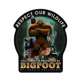 Die Cut Sticker Mt Shasta, California, This Forest is Protected by Bigfoot, Vinyl Sticker 1 to 3 inches (Waterproof Decal for Cars, Water Bottles, Laptops, Coolers), Small