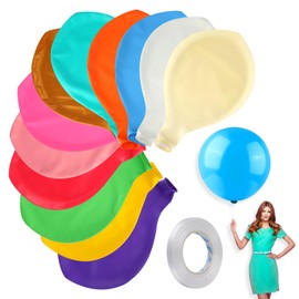 GHVACZS Pack of 12 Colourful Balloons, Large, 36 Inch Balloons with 10 Metre Bow, Giant Balloons Are Suitable for Weddings, Birthdays, Parties