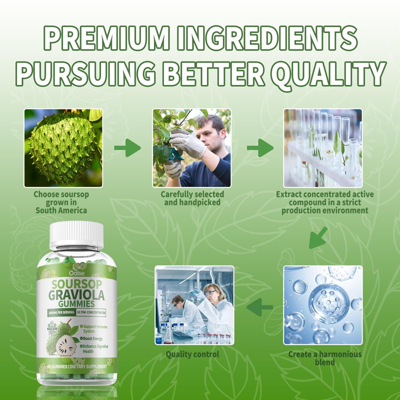 OALSE Soursop Graviola Gummies, Sour SOP Leaves & Fruit Extract