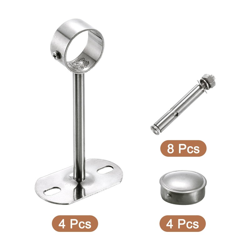 sourcing map 4 Pcs Ceiling Mount Bracket, Wardrobe Pipe Bracket,