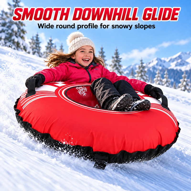 43 Inch Heavy Duty Inflatable Snow Tube, Rose Red Winter