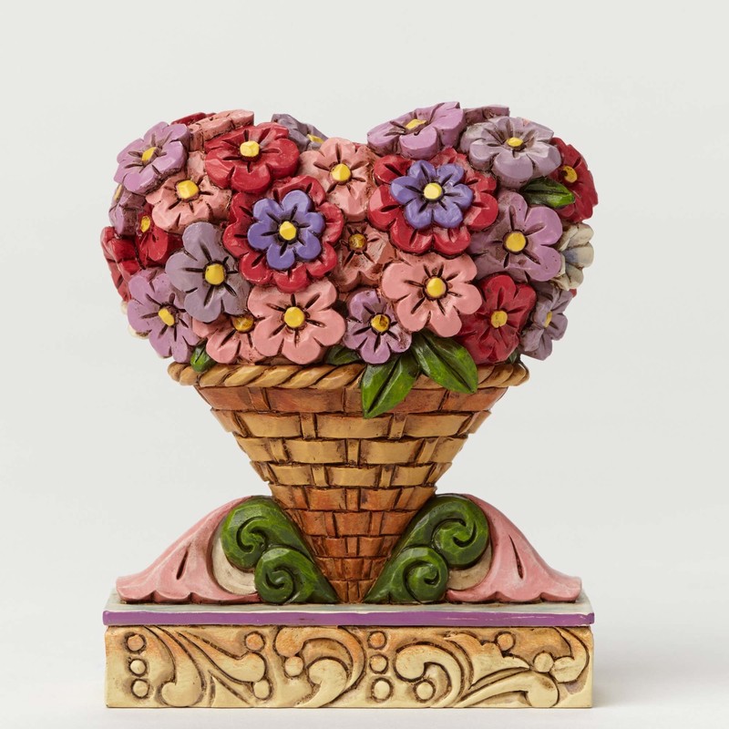 Jim Shore Heartwood Creek Mini Flower Heart Bouquet Stone Resin