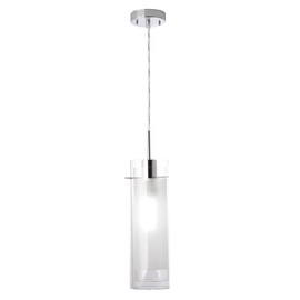 Globe Electric 64023 1-Light Pendant, Polished Chrome Finish, Clear Glass Shade with Frosted Glass Insert, Pendant Light Fixture, Adjustable Height, Light Fixture Ceiling Hanging, Bulb Not Included